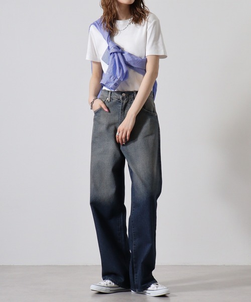 &soiree(アンドソワレ)の「&soiree 12OZオーバーダイデニム(デニムパンツ・レディース・ブラック/ネイビー・M/S)」の12枚目の写真