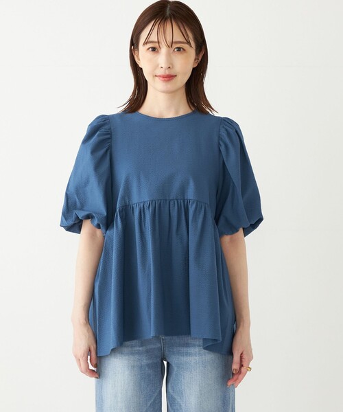 SHIPS Colors:〈洗濯機可能〉サッカー パフスリーブ ペプラム トップス◇（シャツ/ブラウス）｜SHIPS Colors（シップス カラーズ）