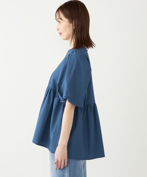 SHIPS Colors:〈洗濯機可能〉サッカー パフスリーブ ペプラム トップス◇（シャツ/ブラウス）｜SHIPS Colors（シップス カラーズ）