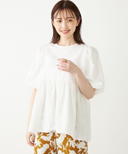 SHIPS Colors:〈洗濯機可能〉サッカー パフスリーブ ペプラム トップス◇（シャツ/ブラウス）｜SHIPS Colors（シップス カラーズ）