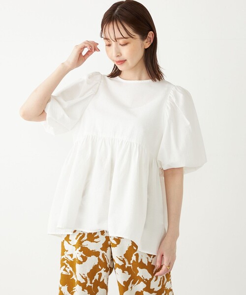 SHIPS Colors:〈洗濯機可能〉サッカー パフスリーブ ペプラム トップス◇（シャツ/ブラウス）｜SHIPS Colors（シップス カラーズ）