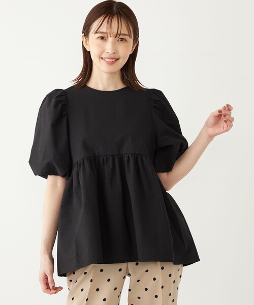 SHIPS Colors:〈洗濯機可能〉サッカー パフスリーブ ペプラム トップス◇（シャツ/ブラウス）｜SHIPS Colors（シップス カラーズ）