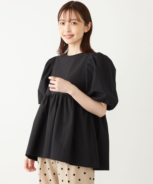 SHIPS Colors:〈洗濯機可能〉サッカー パフスリーブ ペプラム トップス◇（シャツ/ブラウス）｜SHIPS Colors（シップス カラーズ）