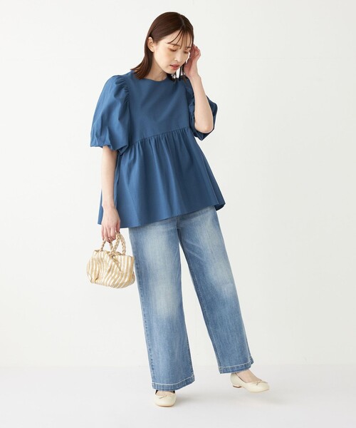 SHIPS Colors:〈洗濯機可能〉サッカー パフスリーブ ペプラム トップス◇（シャツ/ブラウス）｜SHIPS Colors（シップス カラーズ）