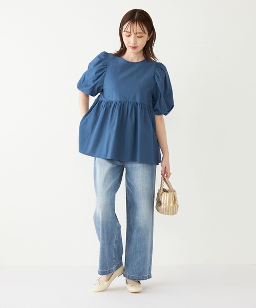 SHIPS Colors:〈洗濯機可能〉サッカー パフスリーブ ペプラム トップス◇（シャツ/ブラウス）｜SHIPS Colors（シップス カラーズ）