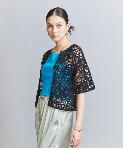 BEAUTY&YOUTH UNITED ARROWS(ビューティーアンドユースユナイテッドアローズ)の「エンブロイダリー ショートスリーブ カーディガン -2WAY-(カーディガン/ボレロ・レディース・オリーブ/ブラック/オフホワイト・FREE)」の9枚目の写真