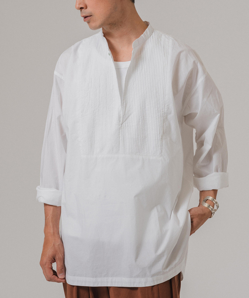 EDIFICE（エディフィス）の「india made ポプリン チュニック シャツ（シャツ/ブラウス・メンズ・ブラック/サックスブルー/ホワイト・LARGE/MEDIUM）」の2枚目の写真