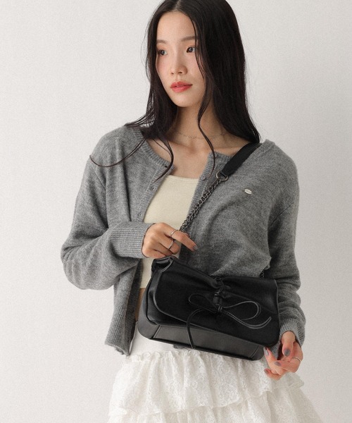 Heather(ヘザー)の「リボンショルダーBAG 129447(ショルダーバッグ・レディース・チャコールグレー/ブラウン/ブラック/レッド/ベージュ/ボルドー/ピンク/ライトブルー/アイボリー/ドット・ONE SIZE)」の14枚目の写真