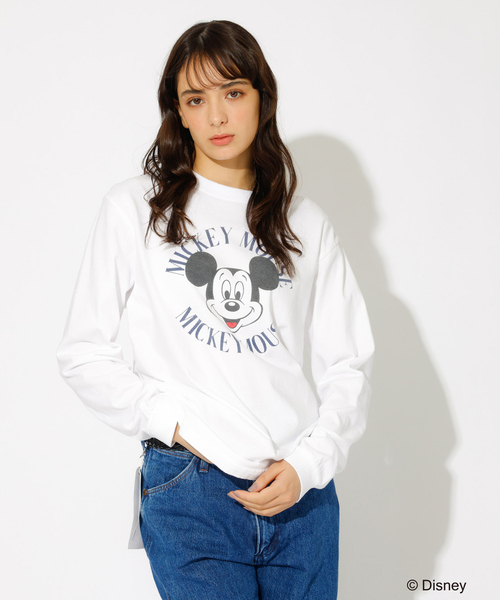 GOOD ROCK SPEED(グッドロックスピード)の「【GOOD ROCK SPEED / グッドロックスピード】Mickey/ TEE / キャラクター ロングTシャツ(Tシャツ/カットソー・メンズ・ホワイト/ライトベージュ・XL/L/M)」の2枚目の写真