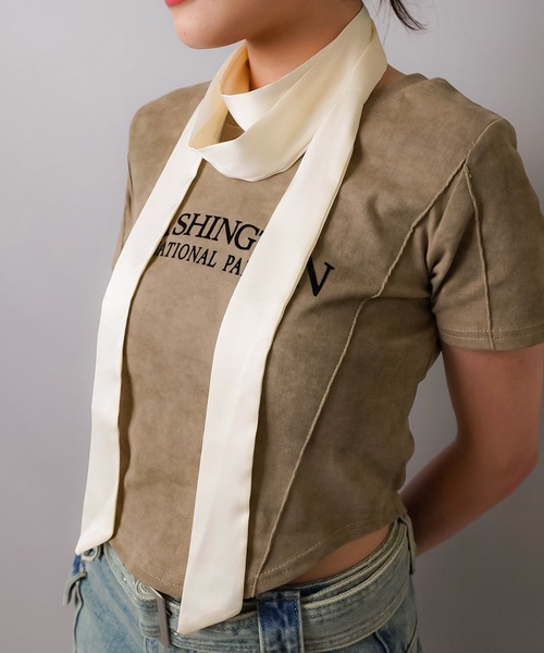 SPINNS（スピンズ）の「ZIP!で紹介されました♪ 細スカーフ（バンダナ/スカーフ・レディース・ホワイト/ブラック・ONESIZE）」の2枚目の写真