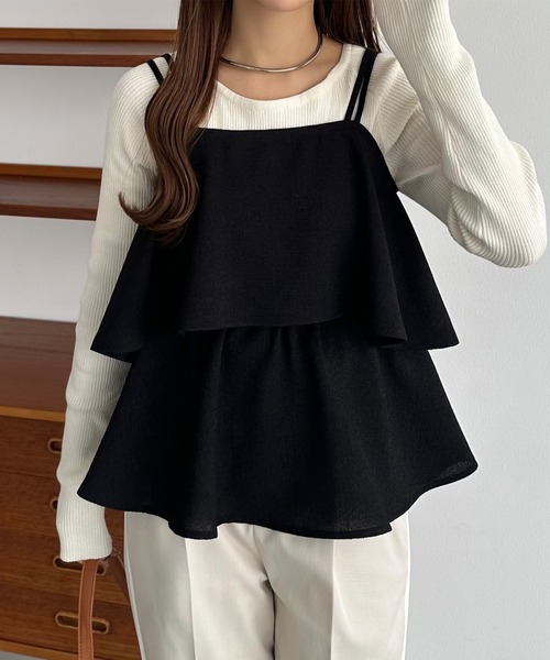 薄手ツイードフリルキャミビスチェ（キャミソール）｜callautia