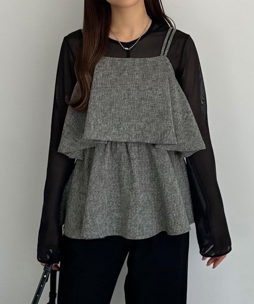 薄手ツイードフリルキャミビスチェ（キャミソール）｜callautia