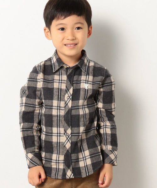 coen(コーエン)の「【coen kids】ウィンターリネンチェックシャツ(100~150cm)(シャツ/ブラウス・キッズ・ブラック/コバルトブルー/ケリー・100/110/120/130/150/140)」の1枚目の写真