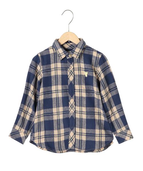 coen(コーエン)の「【coen kids】ウィンターリネンチェックシャツ(100~150cm)(シャツ/ブラウス・キッズ・ブラック/コバルトブルー/ケリー・100/110/120/130/150/140)」の3枚目の写真