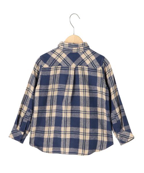 coen(コーエン)の「【coen kids】ウィンターリネンチェックシャツ(100~150cm)(シャツ/ブラウス・キッズ・ブラック/コバルトブルー/ケリー・100/110/120/130/150/140)」の4枚目の写真