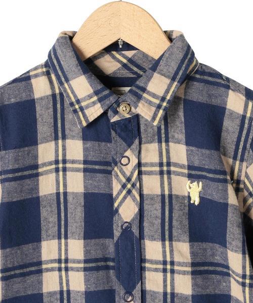 coen(コーエン)の「【coen kids】ウィンターリネンチェックシャツ(100~150cm)(シャツ/ブラウス・キッズ・ブラック/コバルトブルー/ケリー・100/110/120/130/150/140)」の5枚目の写真