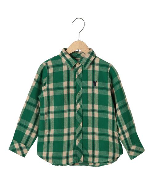 coen(コーエン)の「【coen kids】ウィンターリネンチェックシャツ(100~150cm)(シャツ/ブラウス・キッズ・ブラック/コバルトブルー/ケリー・100/110/120/130/150/140)」の16枚目の写真