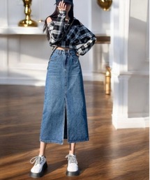 COMON+ | センタースリット入りデニムスカート(デニムスカート)