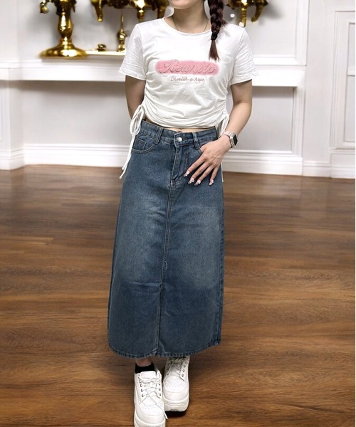 COMON＋（コモンプラス）の「センタースリット入りデニムスカート（デニムスカート・レディース・インディゴブルー・L/M/S/XL）」の10枚目の写真