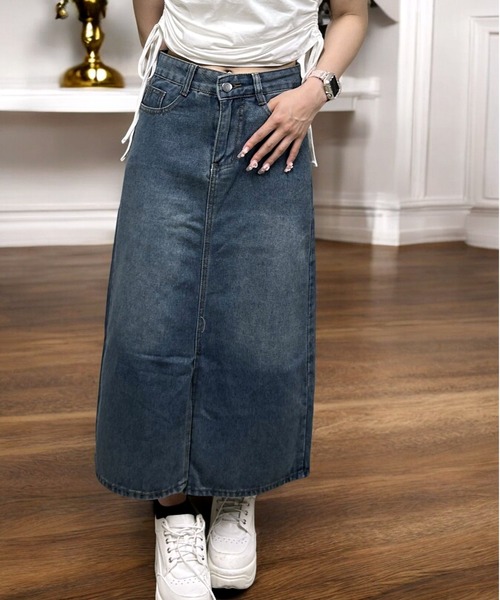 COMON＋（コモンプラス）の「センタースリット入りデニムスカート（デニムスカート・レディース・インディゴブルー・L/M/S/XL）」の11枚目の写真