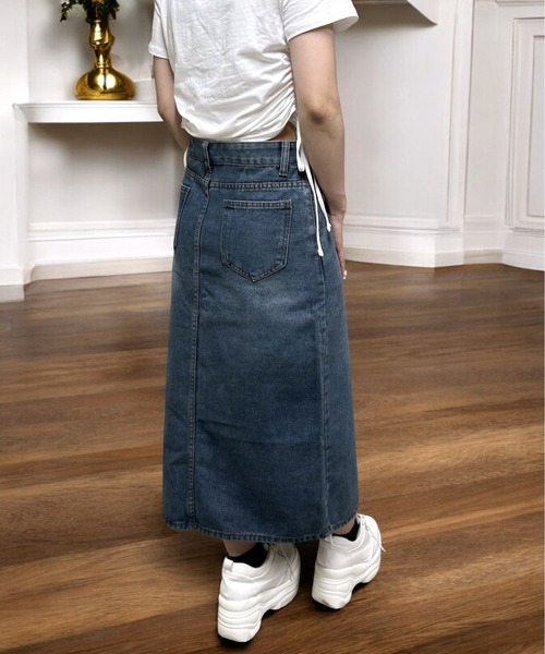 COMON＋（コモンプラス）の「センタースリット入りデニムスカート（デニムスカート・レディース・インディゴブルー・L/M/S/XL）」の12枚目の写真