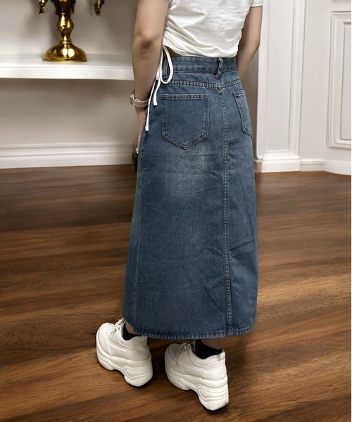 COMON＋（コモンプラス）の「センタースリット入りデニムスカート（デニムスカート・レディース・インディゴブルー・L/M/S/XL）」の13枚目の写真
