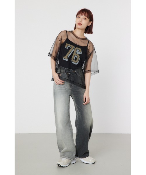 RODEO CROWNS WIDE BOWL（ロデオクラウンズワイドボウル）の「ミリタリーナンバリングシアートップス（その他トップス・レディース・オフホワイト/マジェンタ/ブラック・FREE）」の5枚目の写真