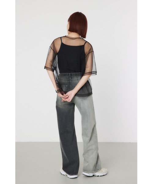 RODEO CROWNS WIDE BOWL（ロデオクラウンズワイドボウル）の「ミリタリーナンバリングシアートップス（その他トップス・レディース・オフホワイト/マジェンタ/ブラック・FREE）」の4枚目の写真