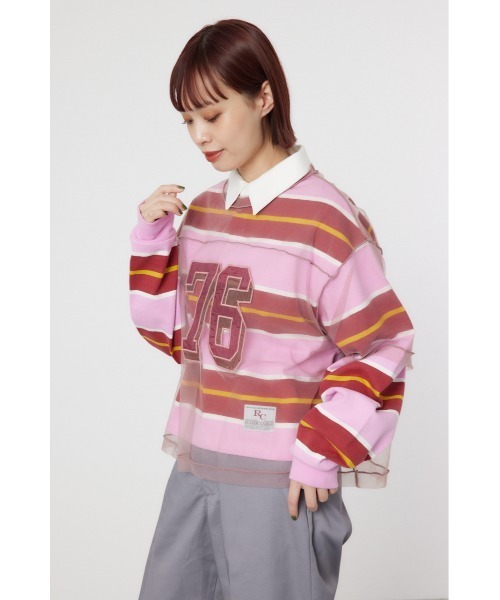 RODEO CROWNS WIDE BOWL（ロデオクラウンズワイドボウル）の「ミリタリーナンバリングシアートップス（その他トップス・レディース・オフホワイト/マジェンタ/ブラック・FREE）」の17枚目の写真