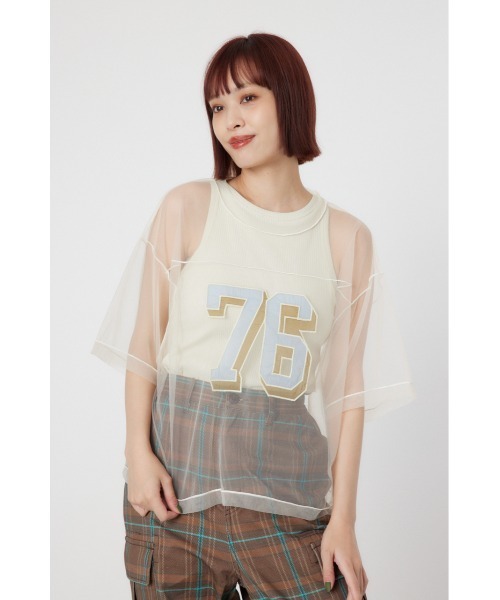 RODEO CROWNS WIDE BOWL（ロデオクラウンズワイドボウル）の「ミリタリーナンバリングシアートップス（その他トップス・レディース・オフホワイト/マジェンタ/ブラック・FREE）」の13枚目の写真