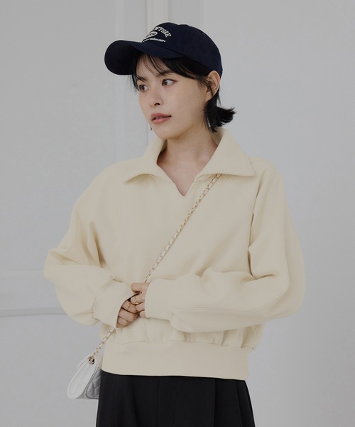 CHAN ME(チャンミ)の「ビッグカラースウェットトップス(スウェット・レディース・グレー/ブラック/アイボリー・MEDIUM/LARGE/X-LARGE)」の1枚目の写真