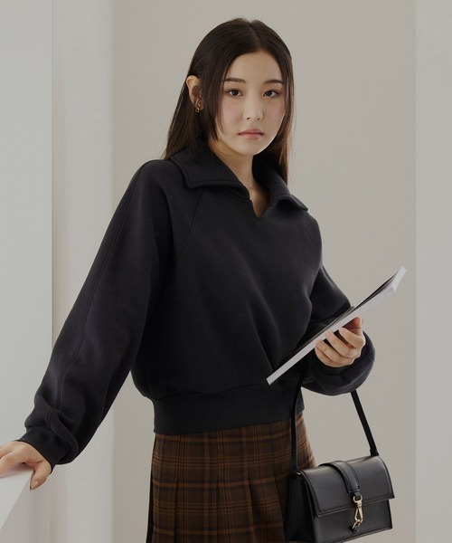 CHAN ME(チャンミ)の「ビッグカラースウェットトップス(スウェット・レディース・グレー/ブラック/アイボリー・MEDIUM/LARGE/X-LARGE)」の2枚目の写真