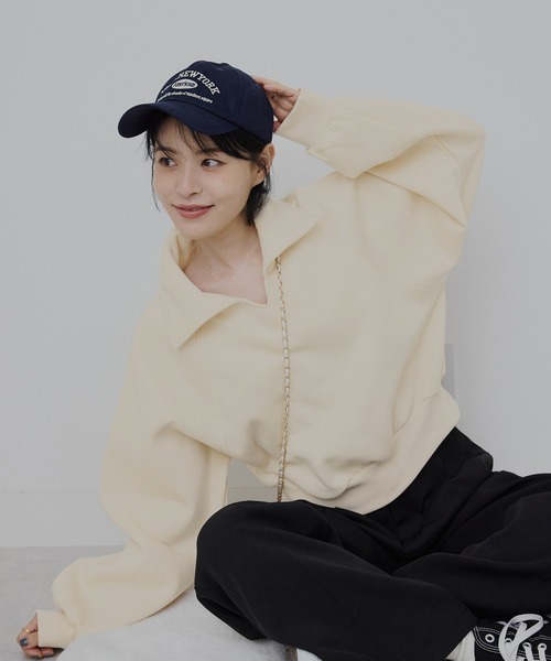 CHAN ME(チャンミ)の「ビッグカラースウェットトップス(スウェット・レディース・グレー/ブラック/アイボリー・MEDIUM/LARGE/X-LARGE)」の17枚目の写真