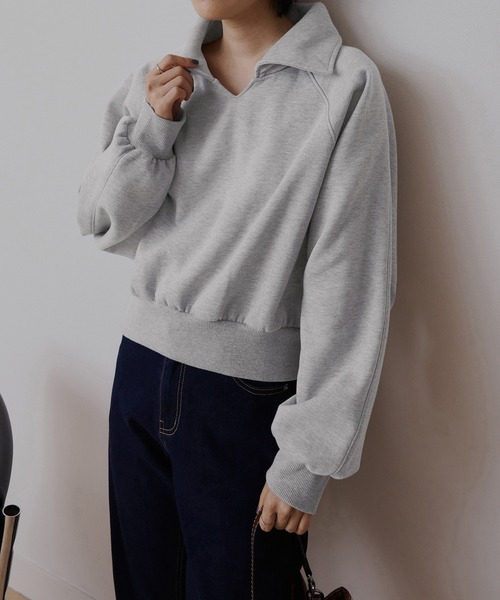 CHAN ME(チャンミ)の「ビッグカラースウェットトップス(スウェット・レディース・グレー/ブラック/アイボリー・MEDIUM/LARGE/X-LARGE)」の21枚目の写真