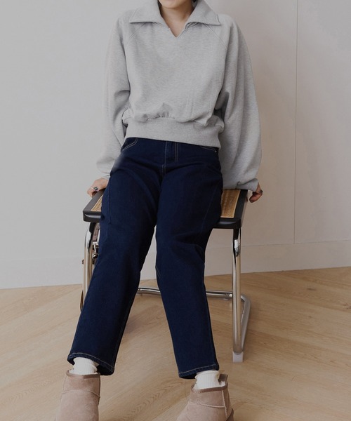 CHAN ME(チャンミ)の「ビッグカラースウェットトップス(スウェット・レディース・グレー/ブラック/アイボリー・MEDIUM/LARGE/X-LARGE)」の22枚目の写真