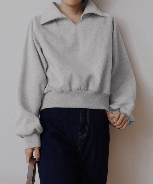 CHAN ME(チャンミ)の「ビッグカラースウェットトップス(スウェット・レディース・グレー/ブラック/アイボリー・MEDIUM/LARGE/X-LARGE)」の6枚目の写真