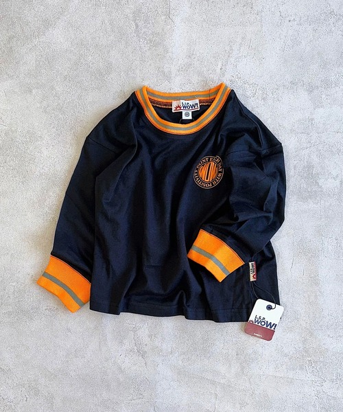 LSP WOW（エルエスピーワオ）の「【LSP WOW!】ラインボーダーリブロンT（Tシャツ/カットソー・キッズ・ホワイト/グリーン/ピンク/チャコール/ネイビー・80/90/100/110/120/130/140/150）」の4枚目の写真