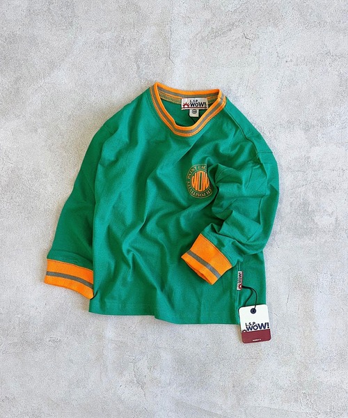 LSP WOW（エルエスピーワオ）の「【LSP WOW!】ラインボーダーリブロンT（Tシャツ/カットソー・キッズ・ホワイト/グリーン/ピンク/チャコール/ネイビー・80/90/100/110/120/130/140/150）」の3枚目の写真