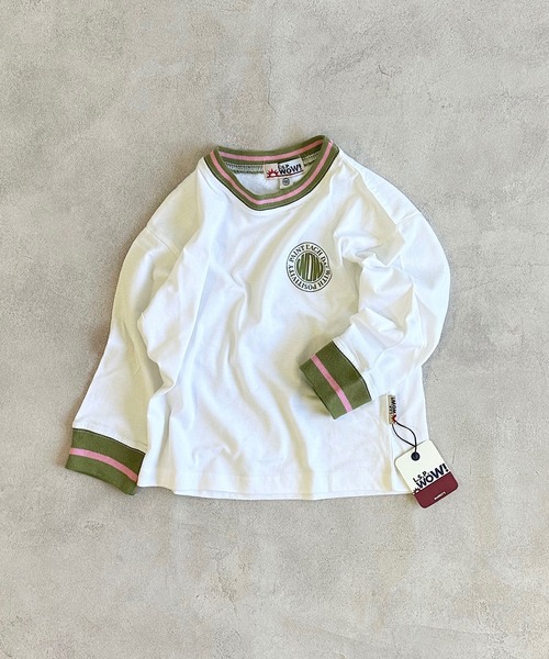 LSP WOW（エルエスピーワオ）の「【LSP WOW!】ラインボーダーリブロンT（Tシャツ/カットソー・キッズ・ホワイト/グリーン/ピンク/チャコール/ネイビー・80/90/100/110/120/130/140/150）」の18枚目の写真