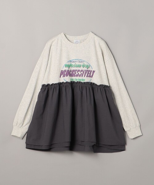 coen（コーエン）の「フハクドッキングロゴプリントロングスリーブTシャツ（Tシャツ/カットソー・レディース・ライトグレー/ダークグレー/コバルトブルー/オフホワイト・M/L）」の2枚目の写真