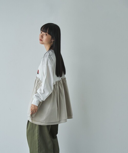 coen（コーエン）の「フハクドッキングロゴプリントロングスリーブTシャツ（Tシャツ/カットソー・レディース・ライトグレー/ダークグレー/コバルトブルー/オフホワイト・M/L）」の6枚目の写真