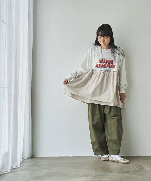 coen（コーエン）の「フハクドッキングロゴプリントロングスリーブTシャツ（Tシャツ/カットソー・レディース・ライトグレー/ダークグレー/コバルトブルー/オフホワイト・M/L）」の8枚目の写真