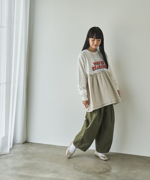 coen（コーエン）の「フハクドッキングロゴプリントロングスリーブTシャツ（Tシャツ/カットソー・レディース・ライトグレー/ダークグレー/コバルトブルー/オフホワイト・M/L）」の10枚目の写真