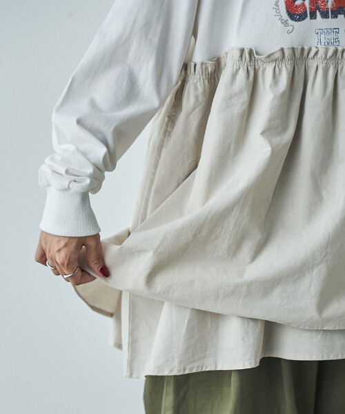 coen（コーエン）の「フハクドッキングロゴプリントロングスリーブTシャツ（Tシャツ/カットソー・レディース・ライトグレー/ダークグレー/コバルトブルー/オフホワイト・M/L）」の11枚目の写真