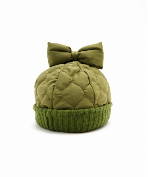 Casselini（キャセリーニ）の「Casselini(キャセリーニ)キルティングリボンワッチ（ニットキャップ/ビーニー・レディース・カーキ/ブラック/グレー・FREE）」の6枚目の写真