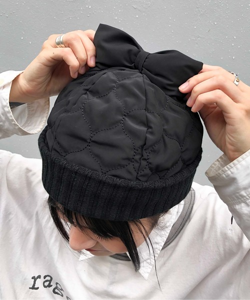 Casselini（キャセリーニ）の「Casselini(キャセリーニ)キルティングリボンワッチ（ニットキャップ/ビーニー・レディース・カーキ/ブラック/グレー・FREE）」の16枚目の写真