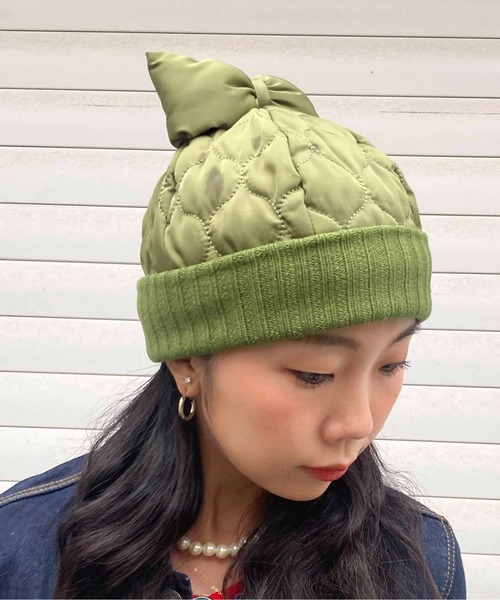 Casselini（キャセリーニ）の「Casselini(キャセリーニ)キルティングリボンワッチ（ニットキャップ/ビーニー・レディース・カーキ/ブラック/グレー・FREE）」の11枚目の写真