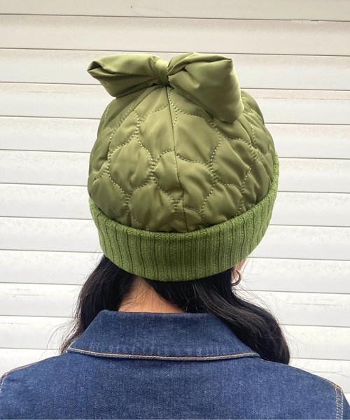 Casselini（キャセリーニ）の「Casselini(キャセリーニ)キルティングリボンワッチ（ニットキャップ/ビーニー・レディース・カーキ/ブラック/グレー・FREE）」の13枚目の写真