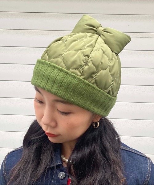 Casselini（キャセリーニ）の「Casselini(キャセリーニ)キルティングリボンワッチ（ニットキャップ/ビーニー・レディース・カーキ/ブラック/グレー・FREE）」の12枚目の写真