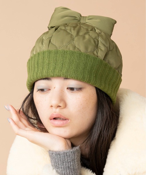 Casselini（キャセリーニ）の「Casselini(キャセリーニ)キルティングリボンワッチ（ニットキャップ/ビーニー・レディース・カーキ/ブラック/グレー・FREE）」の20枚目の写真
